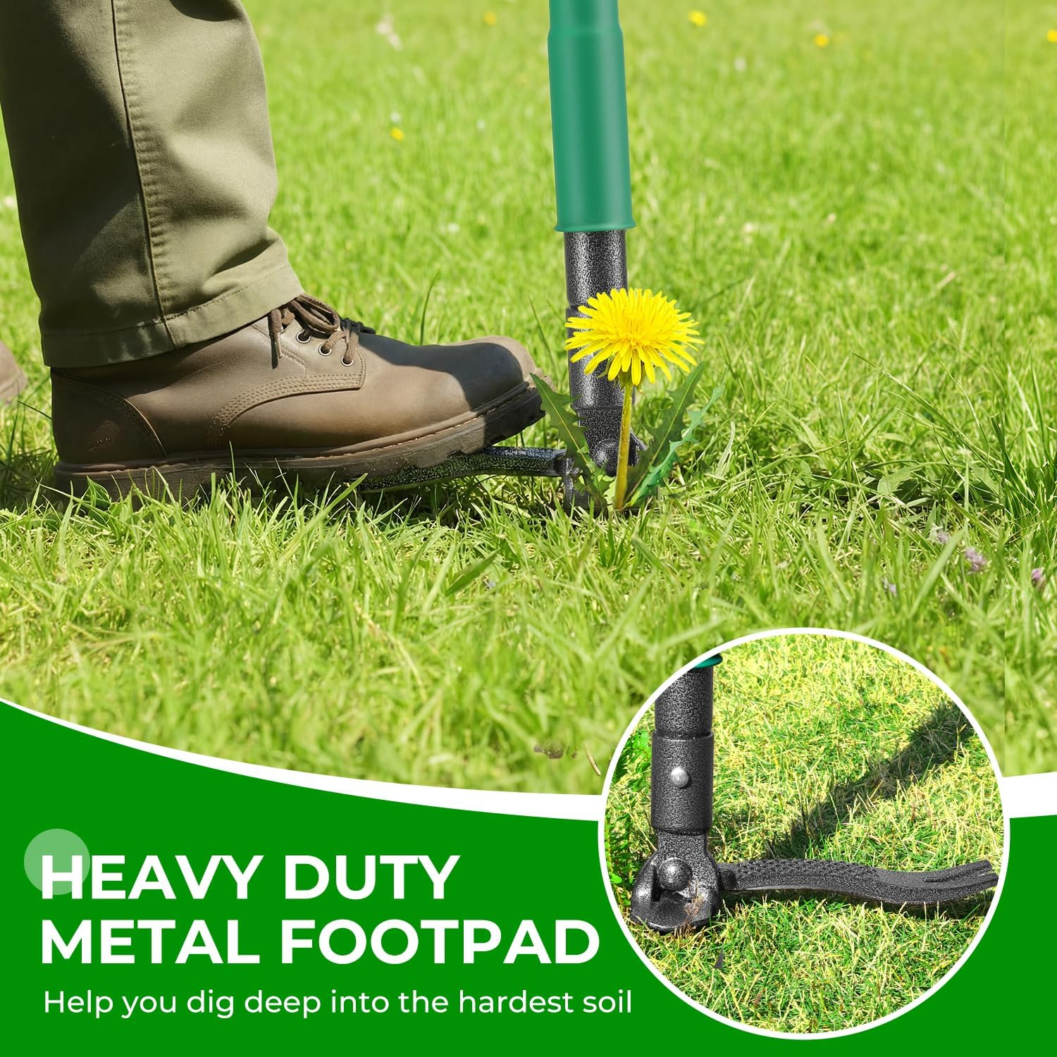 69ecdc88d650579a68dd81b69156d272a132fcfb85eb497da752e.jpg Weed Puller Tool with 2 Weed Eject Feature, 43.7in Stand Up Dandelion Remover Tool, Real Bamboo Handle and Metal 4 Claw & Foot Pedal, Heavy Duty Garden Weeder