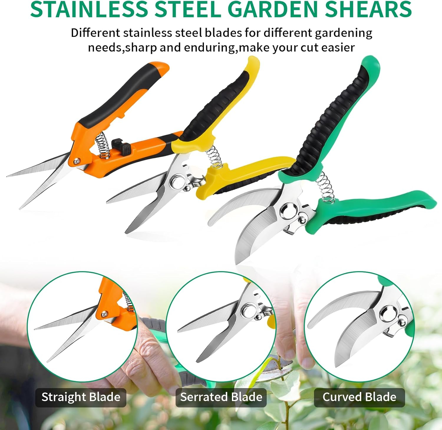 69ee2809782799296e455a8fc333f7bd972c08c50dcb7f6b8e811.jpg Garden Pruning Shears 3 Pack Gardening Shears Garden Scissors Stainless Steel Plant Flower Scissors Clippers Pruning Shears tijeras de jardinería