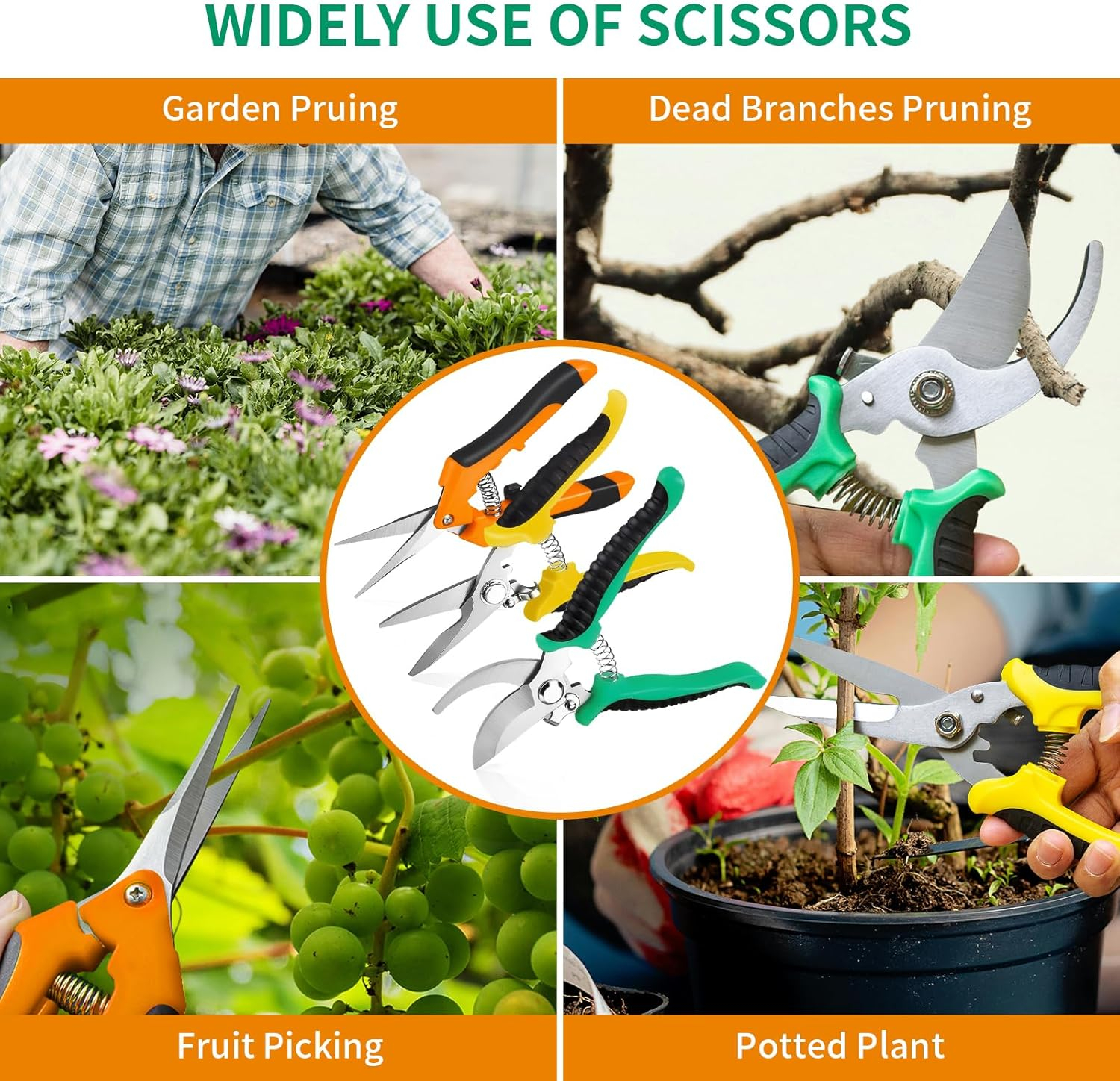 69ee280a0533f970bf965c469f0117ebd10fee59f1ee9f07ebc30.jpg Garden Pruning Shears 3 Pack Gardening Shears Garden Scissors Stainless Steel Plant Flower Scissors Clippers Pruning Shears tijeras de jardinería