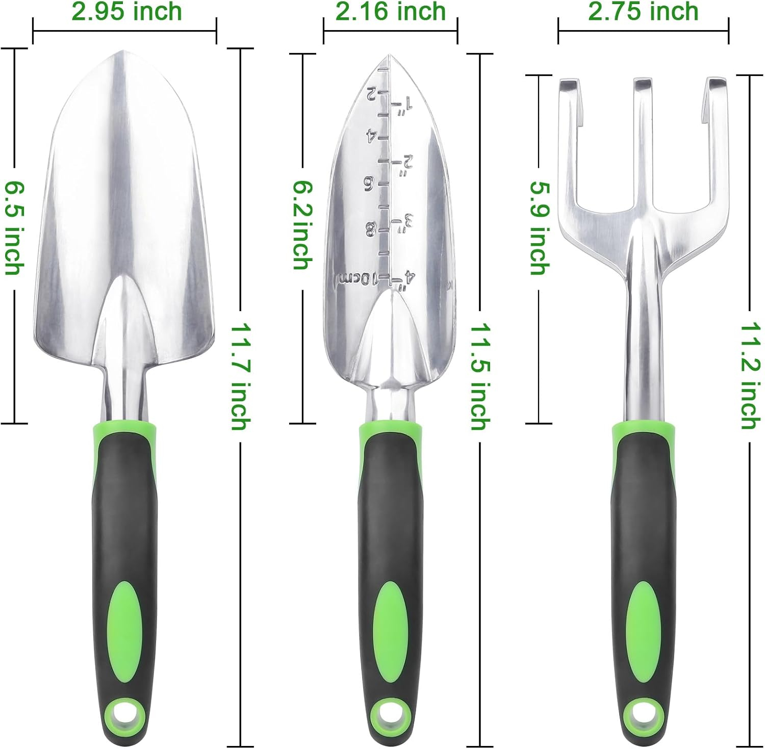 69ee284464fb472a08f1f4051d1d68fc135c6fe0f5c1af4c47645.jpg Garden Tools Set, 3 Pack Heavy Duty Gardening Tools Set Include Garden Shovel, Transplant Trowel and Hand Rake with Ergonomic Non-Slip Handle, Aluminum Alloy Lawn and Garden Hand Tools for Planting
