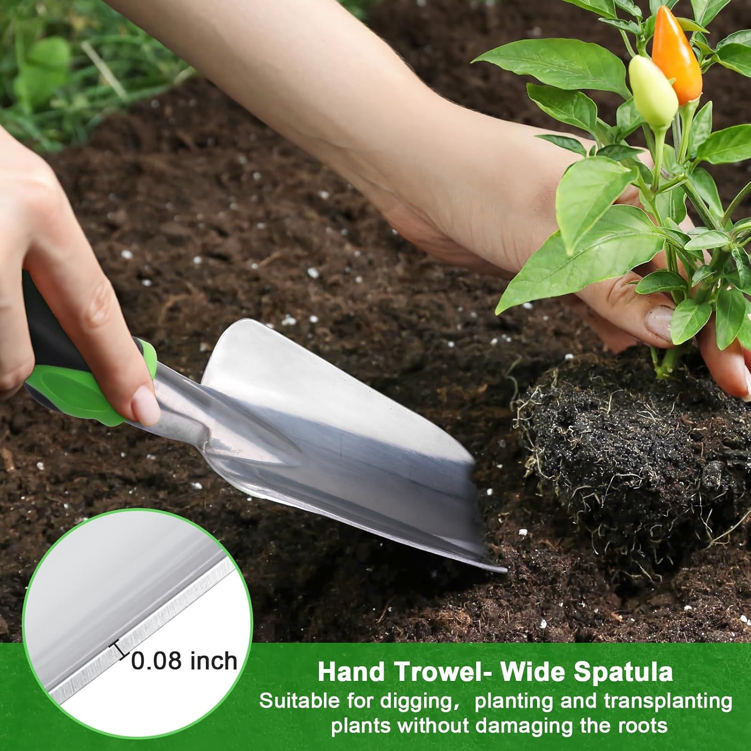 69ee2844b69592db8a0e94d266df18a5b63b2faa3752ffbfb14fd.jpg Garden Tools Set, 3 Pack Heavy Duty Gardening Tools Set Include Garden Shovel, Transplant Trowel and Hand Rake with Ergonomic Non-Slip Handle, Aluminum Alloy Lawn and Garden Hand Tools for Planting