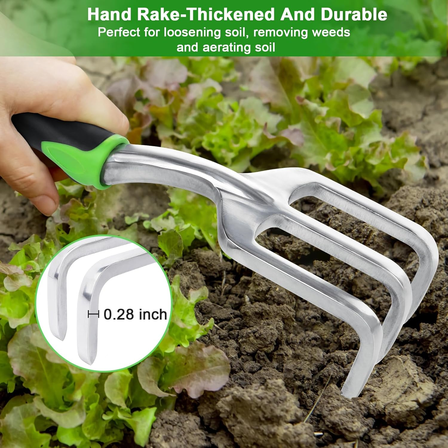 69ee2845127587bab95a43a0aaa6424b1e46eb459bdd49dac9178.jpg Garden Tools Set, 3 Pack Heavy Duty Gardening Tools Set Include Garden Shovel, Transplant Trowel and Hand Rake with Ergonomic Non-Slip Handle, Aluminum Alloy Lawn and Garden Hand Tools for Planting