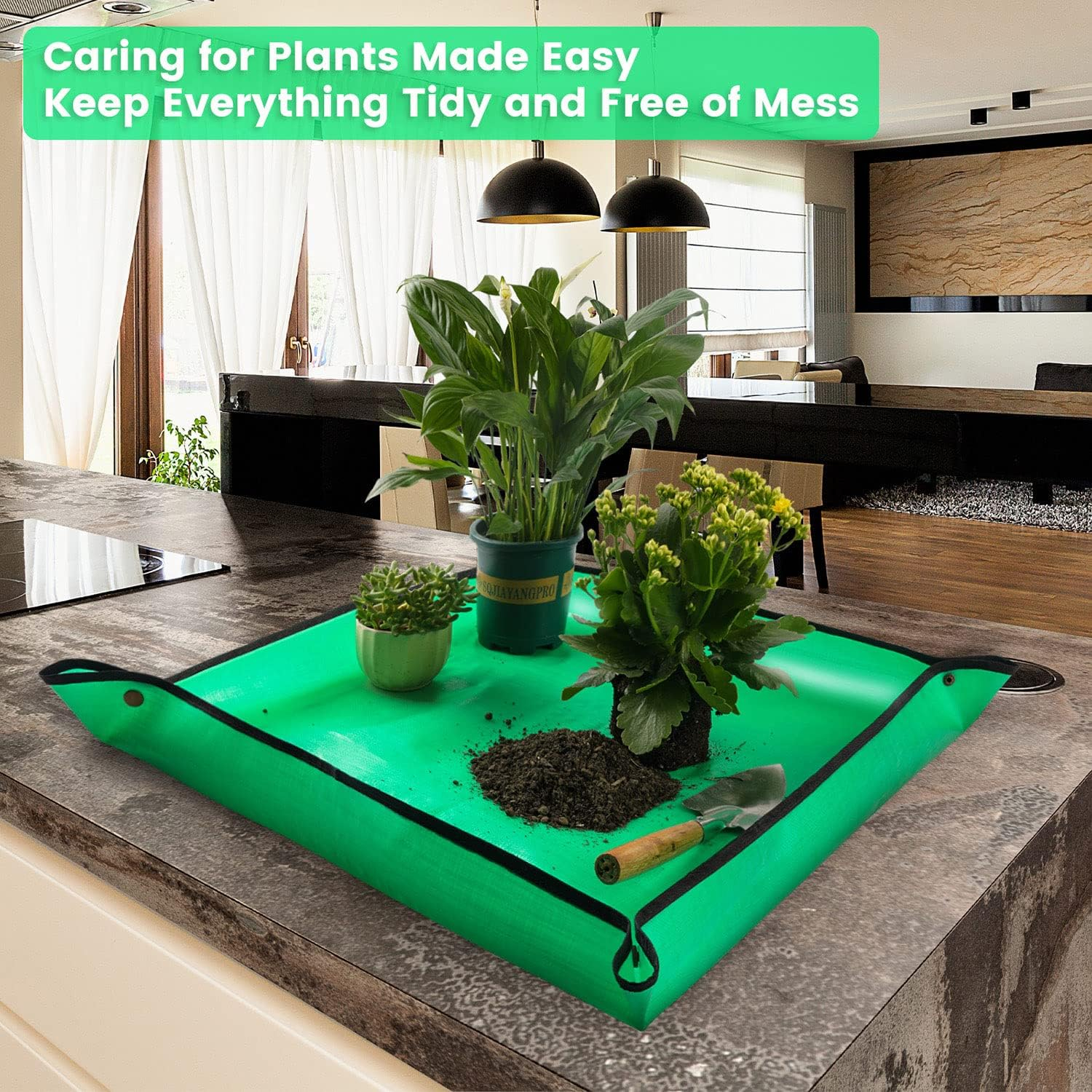69ee2918c187696cb80700b48dc60f2e60910b043a29495bc2c23.jpg Repotting Mat for Indoor Plant Transplanting Control Mess, 26.8"X26.8" Waterproof Succulent Potting Mat Square Planting Tray Soil Change Mat Gardening Gifts for Plant Lovers
