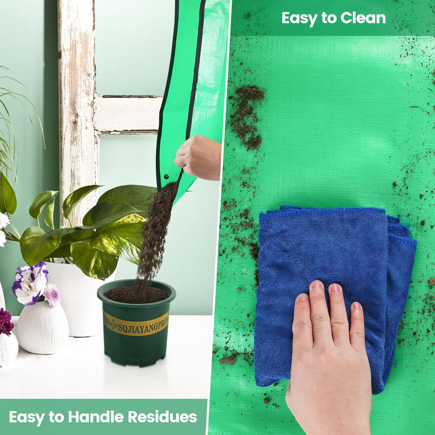 69ee291955c779a0cb8c4fec03dcbe0d26166ebe4db8f7c7cd5de.jpg Repotting Mat for Indoor Plant Transplanting Control Mess, 26.8"X26.8" Waterproof Succulent Potting Mat Square Planting Tray Soil Change Mat Gardening Gifts for Plant Lovers