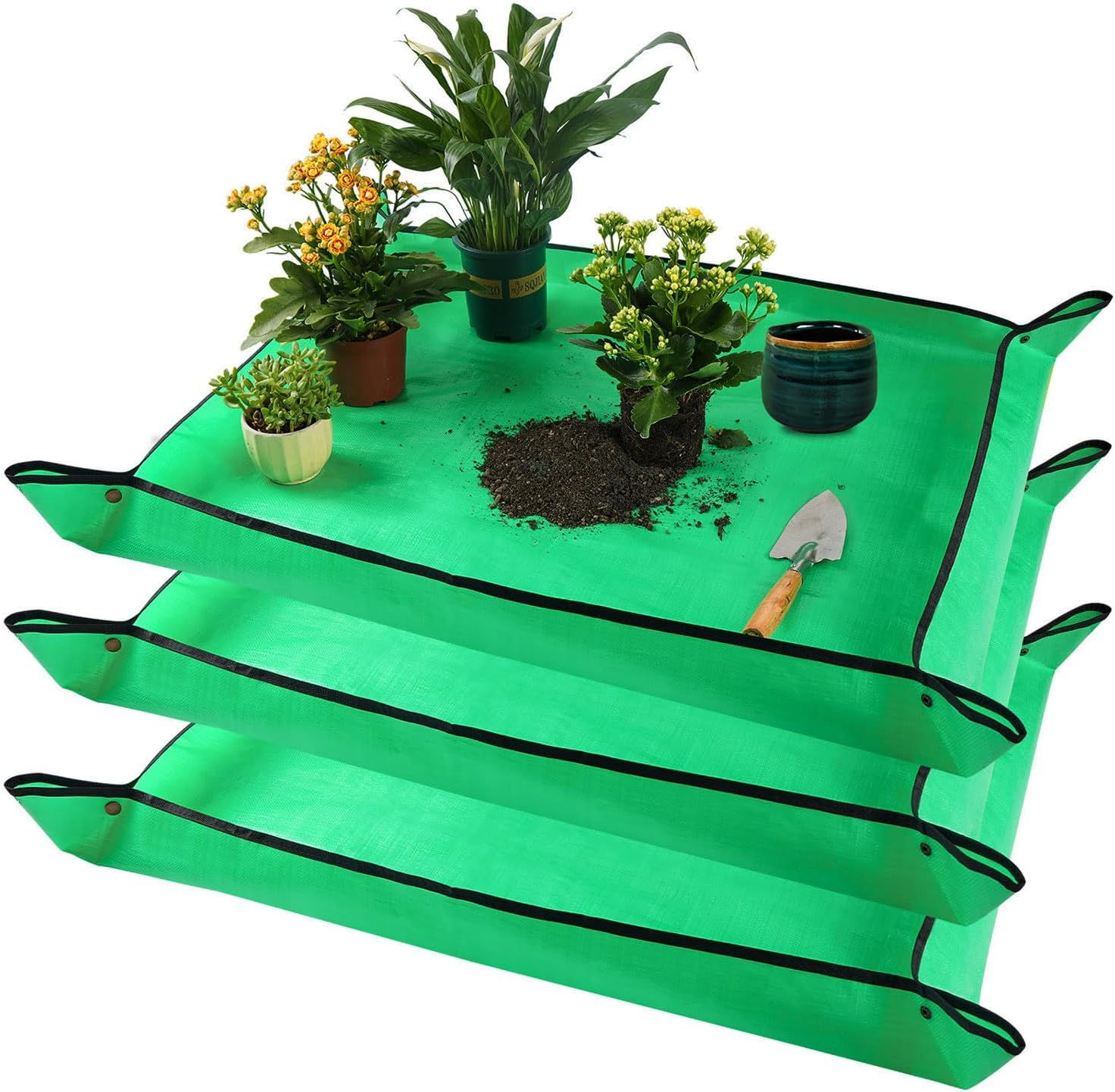 69ee2919aa0d5482235c5f194ed34c7a9b0933a5b7051dea73caf.jpg Repotting Mat for Indoor Plant Transplanting Control Mess, 26.8"X26.8" Waterproof Succulent Potting Mat Square Planting Tray Soil Change Mat Gardening Gifts for Plant Lovers