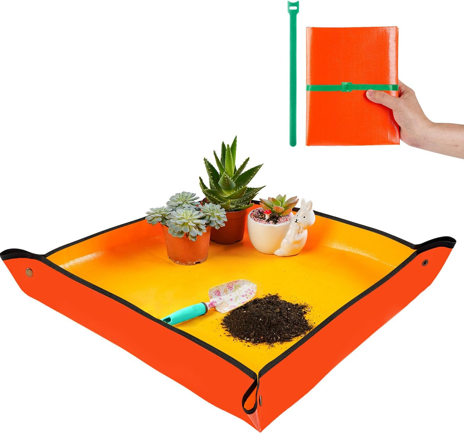 69ee2919e85686d8a693fb3e3daff54e24af9b640bf0deeb1929c.jpg Repotting Mat for Indoor Plant Transplanting Control Mess, 26.8"X26.8" Waterproof Succulent Potting Mat Square Planting Tray Soil Change Mat Gardening Gifts for Plant Lovers