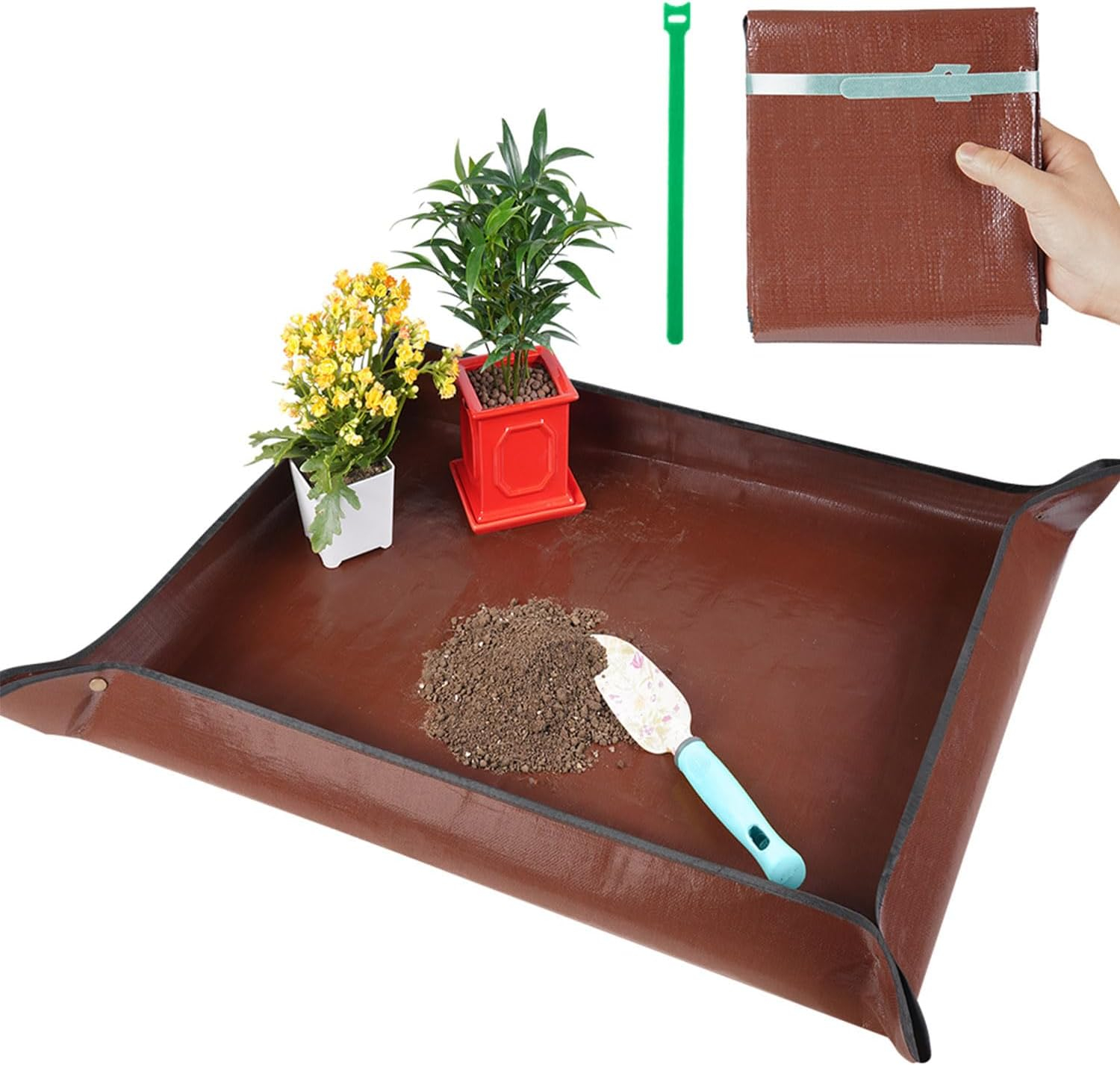 69ee291a245241b78a00dcdf4c2db9d4f5959efa7da7d0ec03a82.jpg Repotting Mat for Indoor Plant Transplanting Control Mess, 26.8"X26.8" Waterproof Succulent Potting Mat Square Planting Tray Soil Change Mat Gardening Gifts for Plant Lovers