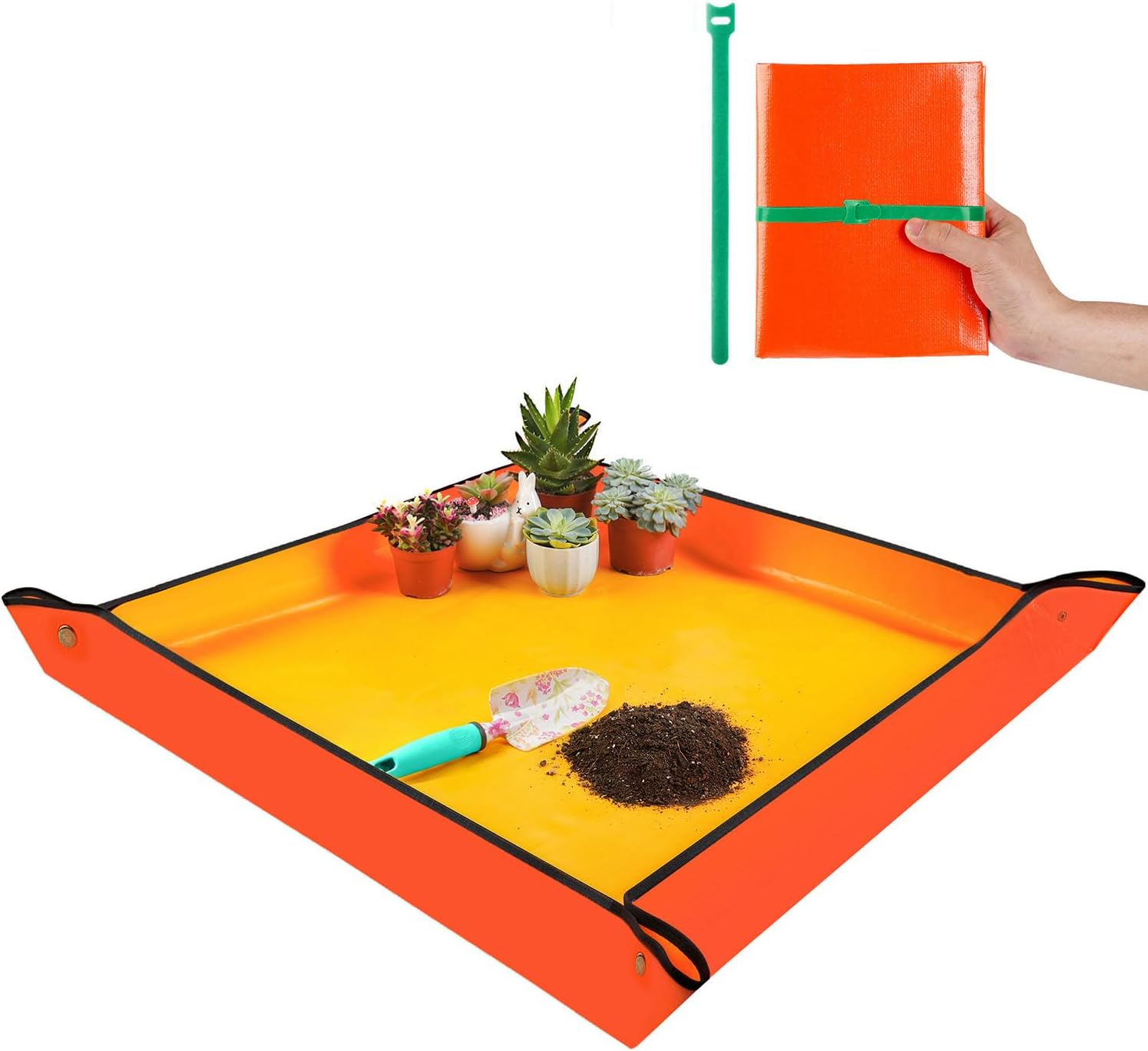 69ee291a73b349e3fd0ed011cb38371fba88d4cdd40f96a30d7b1.jpg Repotting Mat for Indoor Plant Transplanting Control Mess, 26.8"X26.8" Waterproof Succulent Potting Mat Square Planting Tray Soil Change Mat Gardening Gifts for Plant Lovers