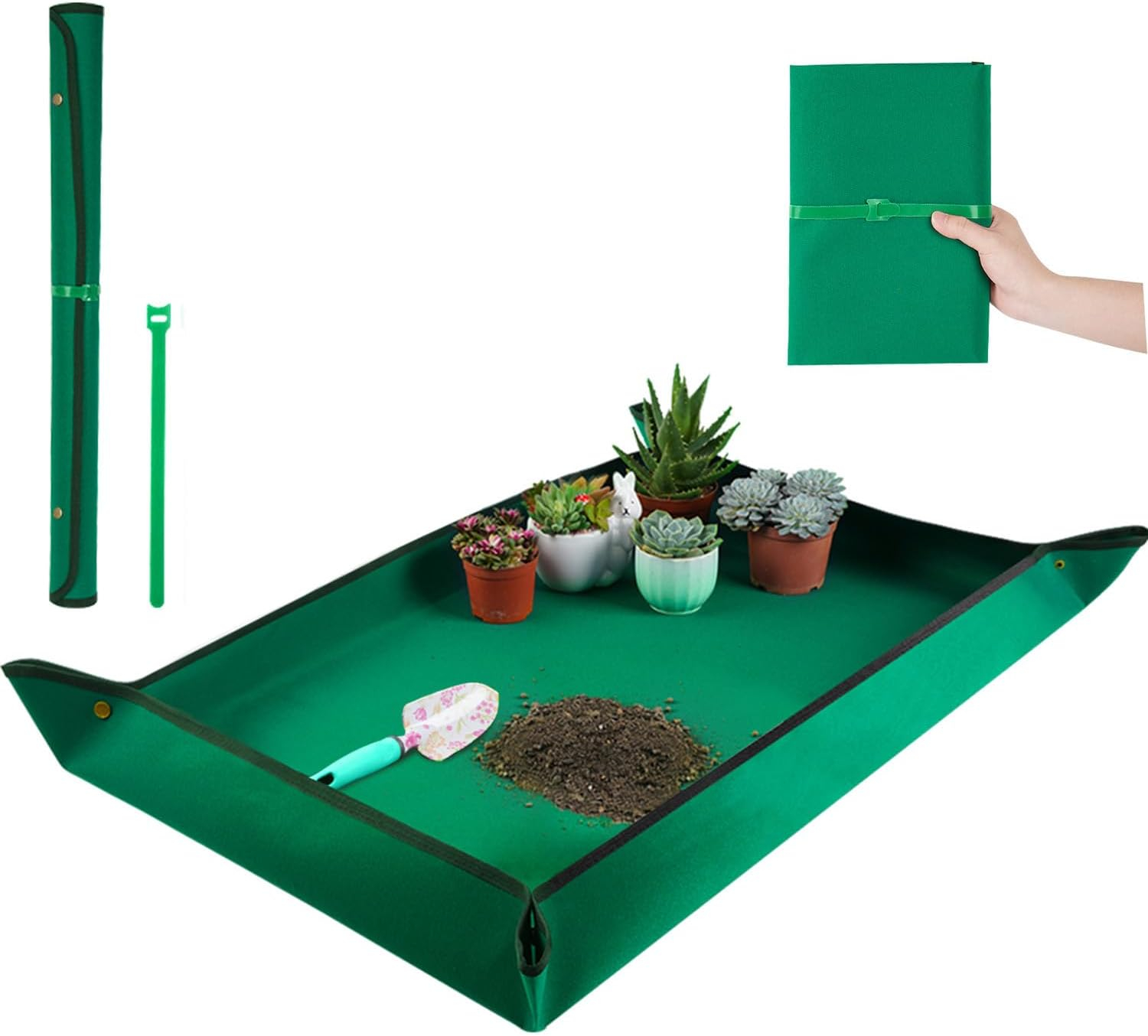 69ee291aeb7ff5817a3ea56407ed896be125d5677bbf8a855ec60.jpg Repotting Mat for Indoor Plant Transplanting Control Mess, 26.8"X26.8" Waterproof Succulent Potting Mat Square Planting Tray Soil Change Mat Gardening Gifts for Plant Lovers