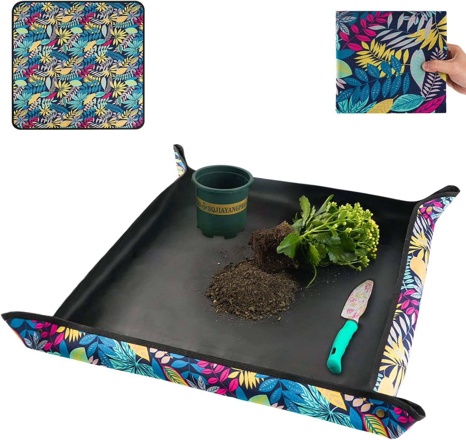 69ee291b2109f6ec409f6ed294a202ecf8b1a17a28e064d1c6866.jpg Repotting Mat for Indoor Plant Transplanting Control Mess, 26.8"X26.8" Waterproof Succulent Potting Mat Square Planting Tray Soil Change Mat Gardening Gifts for Plant Lovers