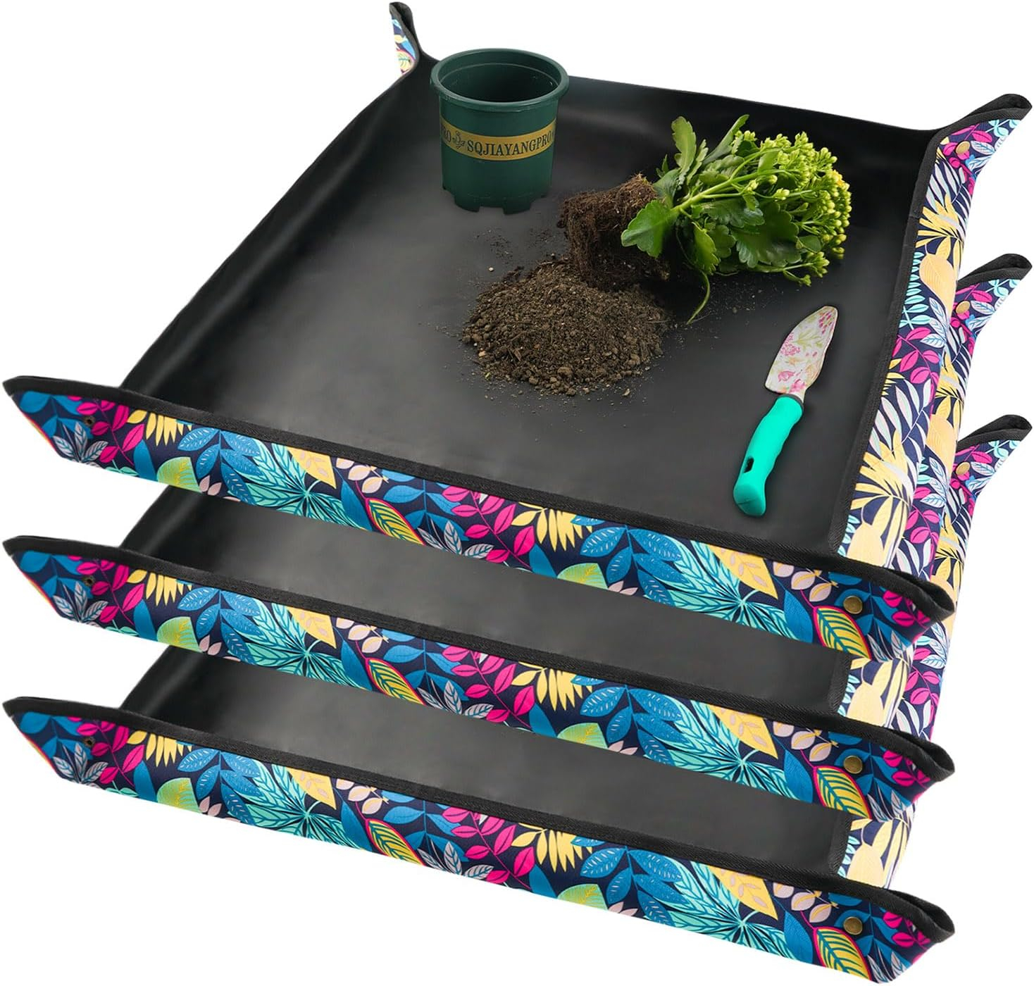 69ee291b473b9e0a5318d6b03338aaa82c228ca9cbe481e9dd944.jpg Repotting Mat for Indoor Plant Transplanting Control Mess, 26.8"X26.8" Waterproof Succulent Potting Mat Square Planting Tray Soil Change Mat Gardening Gifts for Plant Lovers