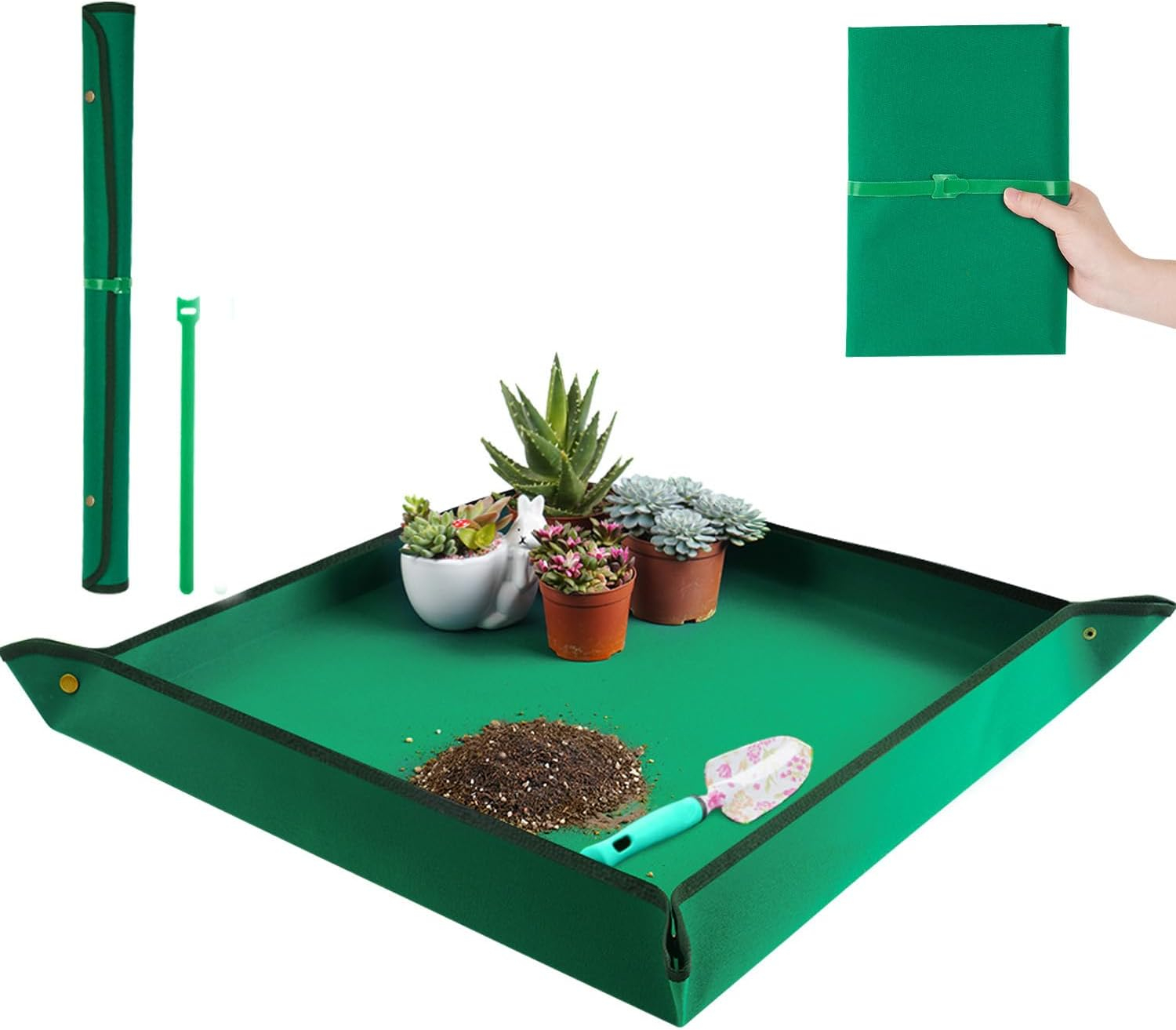 69ee291b6f6a6e50dcc3082ebf6241733981fb7364366e52ab986.jpg Repotting Mat for Indoor Plant Transplanting Control Mess, 26.8"X26.8" Waterproof Succulent Potting Mat Square Planting Tray Soil Change Mat Gardening Gifts for Plant Lovers