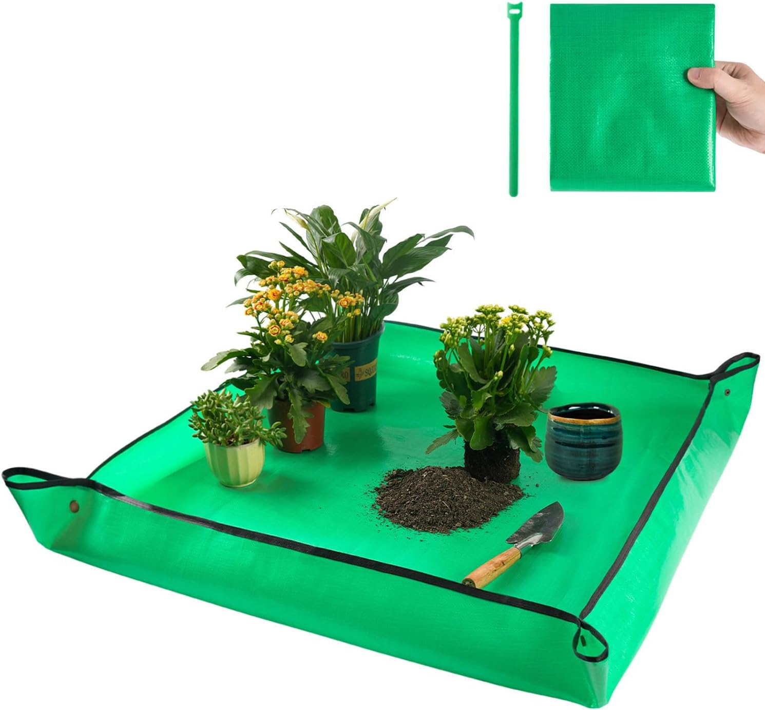 69ee291ca76eefecf82702d953225171db2d7d8427ad1d98b3042.jpg Repotting Mat for Indoor Plant Transplanting Control Mess, 26.8"X26.8" Waterproof Succulent Potting Mat Square Planting Tray Soil Change Mat Gardening Gifts for Plant Lovers