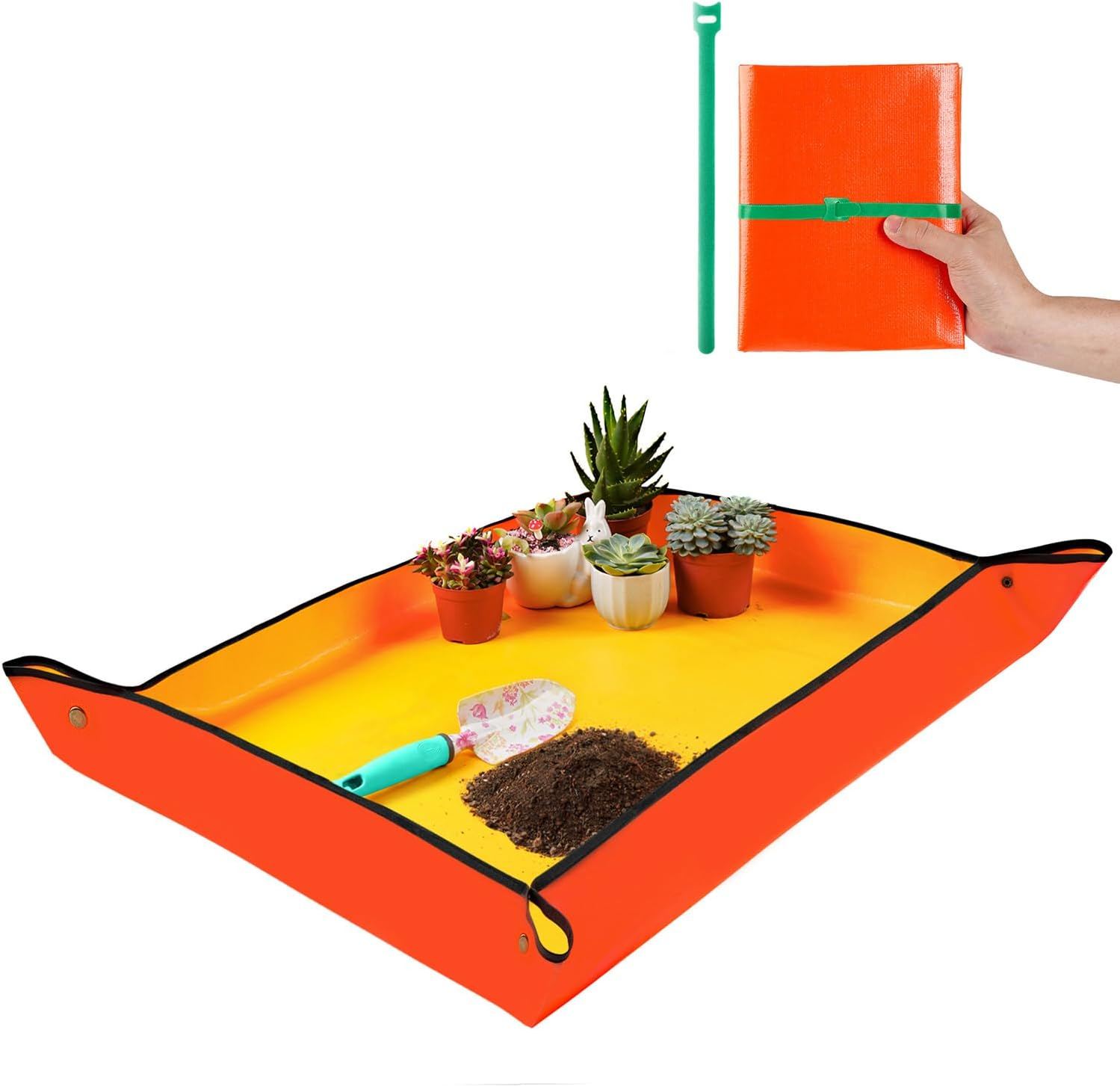 69ee291ccb112dd19d0287fb316afb62748b05d91056f82d9a7f1.jpg Repotting Mat for Indoor Plant Transplanting Control Mess, 26.8"X26.8" Waterproof Succulent Potting Mat Square Planting Tray Soil Change Mat Gardening Gifts for Plant Lovers
