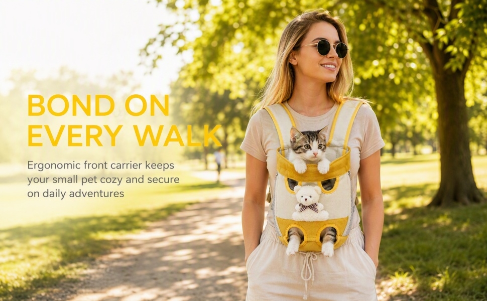 Front pet carrier worn during a walk