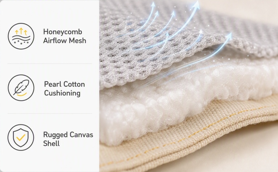 Carrier fabric and padding detail