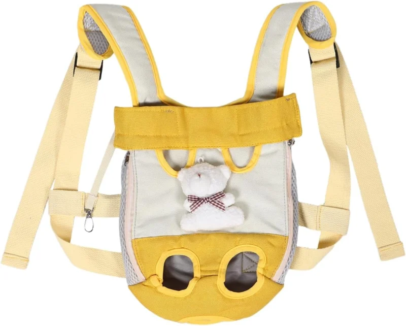 Yellow and white canvas front pet carrier